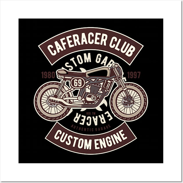 Caferacer Club, Vintage Retro Classic Wall Art by CoApparel